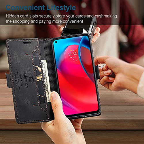 HAII Case for Moto G Stylus 5G 2021,PU Leather Folio Flip Wallet Case with Card Holster Stand Kickstand Magnetic Closure Shockproof Phone Cover for Motorola Moto G Stylus 5G 2021 (Black) - color: Black