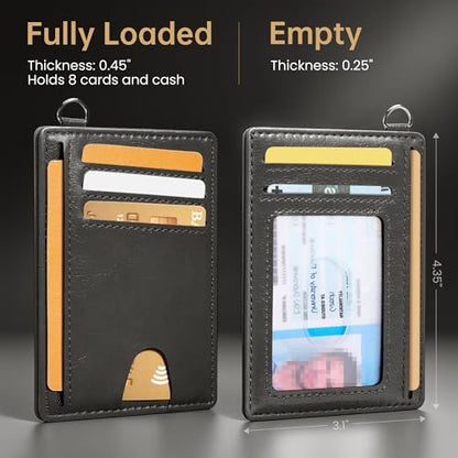 Mayski Slim Wallet, Credit Card Holder for Women, Minimalist Front Pocket RFID Blocking Card Cases, Small Wallet Women Men(Oiled Wax Grey) - color: Oiled Wax Grey