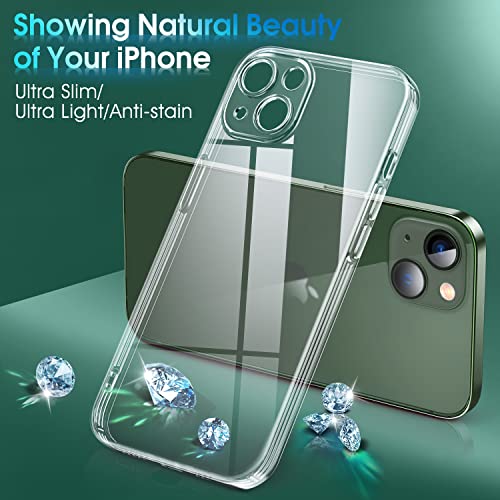 Supdeal Crystal Clear Case for iPhone 13, [Not Yellowing] [Camera Protection] [Military Grade Drop Tested] Transparent Shockproof Protective Soft Silicone Slim Cover, 6.1 inch, Transparent - color: Transparent, size: iPhone 13