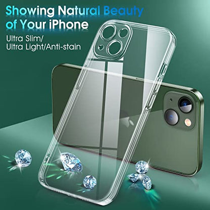 Supdeal Crystal Clear Case for iPhone 13 Mini, [Not Yellowing] [Camera Protection] [Military Grade Drop Tested] Transparent Shockproof Protective Soft Silicone Slim Cover, 5.4 inch, Transparent - color: Transparent, size: iPhone 13 Mini
