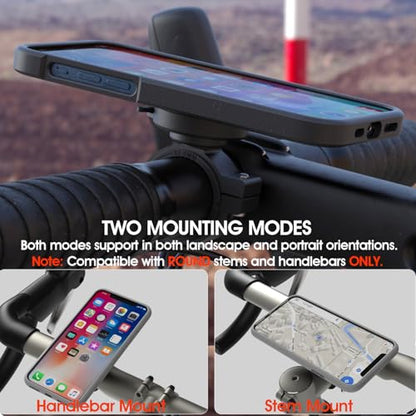 Bike Phone Mount, Universal Handlebar Holder for MTB Gravel Road E-Scooter - style: Dual-Clip Stem/Handlebar Mount