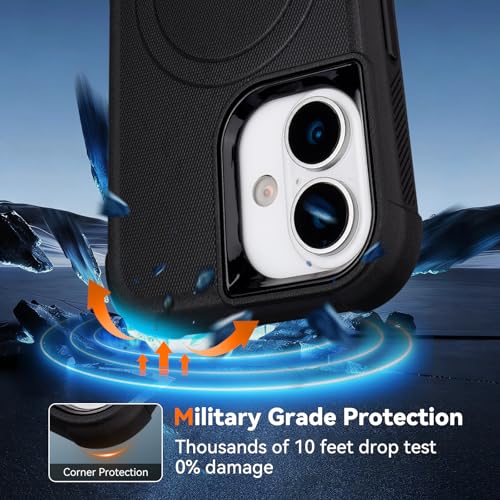 for iPhone 16 Case with Belt Clip Holster, Compatible with Magsafe, Black | Military Grade Drop Protection, 2 Layers of Sturdy, Heavy Duty Shockproof Cover for iPhone 16 Case Rugged - color: Black