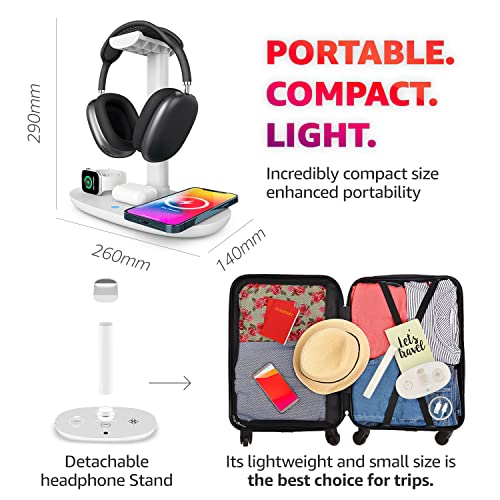 Wireless Charger Headphone Stand for AirPods Max, iPhone, Watch
