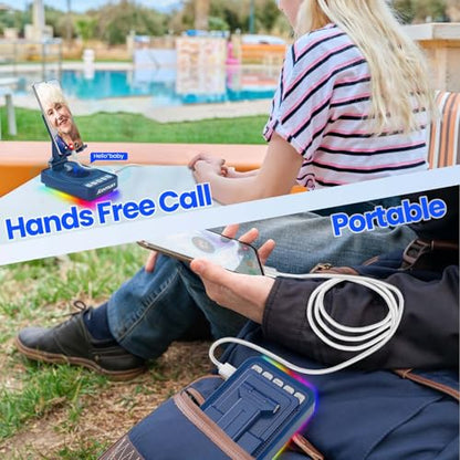 JTEMAN Gifts for Men Women Phone Stand Bluetooth Speaker with Light and Charging Function, 360 Rotating Phone Holder Cool Tech Mom Dad Gifts Husband Unique Birthday Gift Ideas - Blue - color: Blue