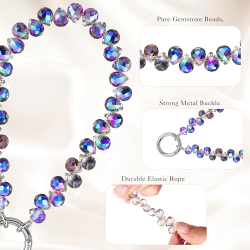 Quelay 4 Pack Beaded Phone Wrist Strap - color: Deep, style: Crystal