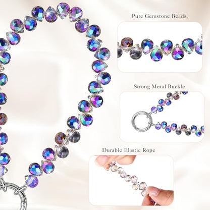 Quelay 4 Pack Beaded Phone Wrist Strap - color: Deep, style: Crystal