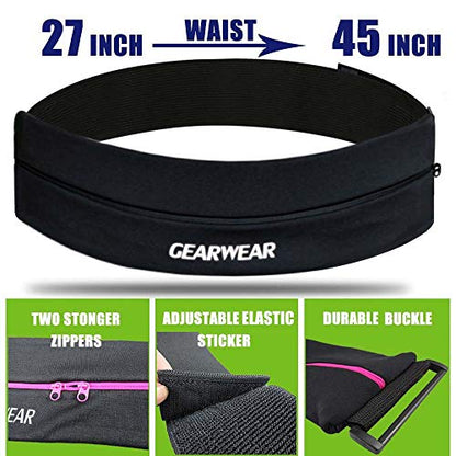 Running Belt | Runner Fanny Pack for Women and Men | Adjustble Waist Band Pack for Storage Phone - color: Pink /26"-43"