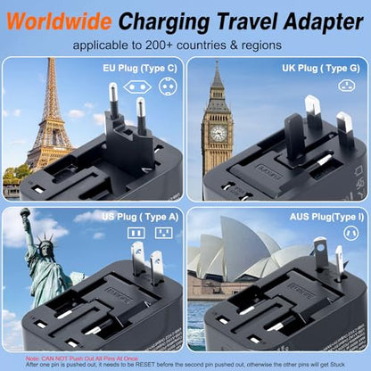 Universal Travel Adapter Fast Charger Worldwide Plug Adapter 4 Ports