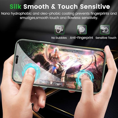 Romkasi 3 Pack Privacy Screen Protector for iPhone 12 6.1 Inch with 3 Pack Camera Lens Protector, Anti Spy Tempered Glass Film, Anti-Scratch, Touch Sensitive, Case Friendly - color: iPhone 12