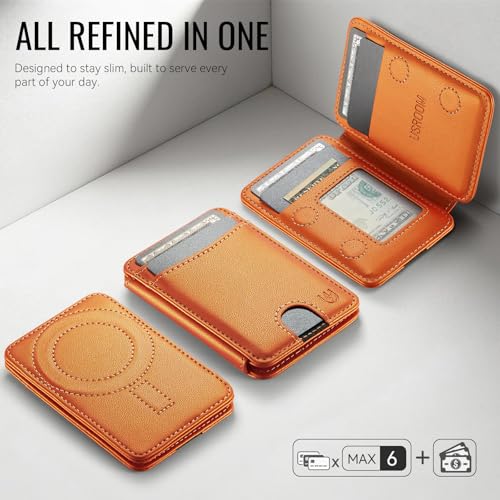 for Magsafe Wallet Magnetic RFID Blocking Card Holders, Orange - color: Orange