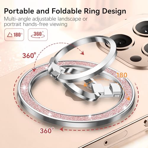 (Flexible Rotation) GUAGUA Magnetic Phone Ring for MagSafe Grip [Super Magnet] Stylish Ring Holder Stand, Mag Safe Accessories for iPhone 17 16 15 14 Pro Max Plus Air, Silver - color: Silver