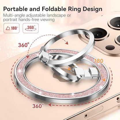 (Flexible Rotation) GUAGUA Magnetic Phone Ring for MagSafe Grip [Super Magnet] Stylish Ring Holder Stand, Mag Safe Accessories for iPhone 17 16 15 14 Pro Max Plus Air, Silver - color: Silver