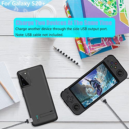 Battery Case for Samsung Galaxy S20+ Plus 5G, 5000mAh Rechargeable Extended Battery Charging Case, Add 100% Extra Juice (6.7 Inches) Black