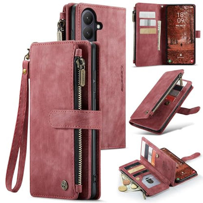Compatible with Samsung Galaxy S26 Wallet Case,with Card Holder Kickstand Magnetic Zipper Pocket Lanyard Strap Wristlet,Leather Flip Case Wallet for Samsung Galaxy S26 5G 6.3 Inch (Red) - color: Red, size: S26 6.3 Inch