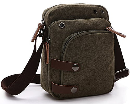 Mini Crossbody Bags for Women and Men - Small Purses and Handbags - Travel Bag - Canvas Shoulder Purse - color: Army Green