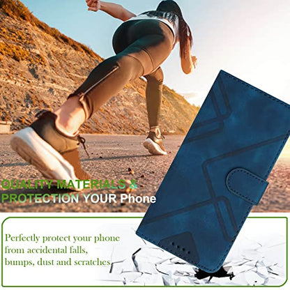 for Samsung S21 Case Wallet Card Holder Strap (Blue) | PU Leather Pattern, Card Slots, Cash Pocket, Kickstand, Magnetic Closure, Flip Cover, TPU Inner, Shockproof Protective - color: Blue