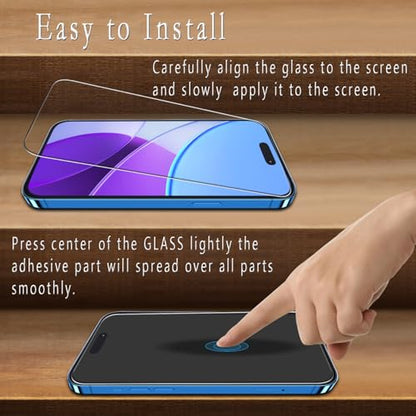 2+2 Pack Screen Protector for iPhone 15 Pro Max Tempered Glass - size: (Standard)iPhone 15 Pro Max 6.7 Inch