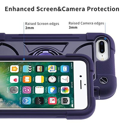 MARKILL Compatible with iPhone Case with Ring Stand, Heavy-Duty Military Grade Shockproof Phone Cover (Deep Purple, iPhone SE 3rd/2nd/iPhone 8/7/6S/6) - color: Deep Purple, size: iPhone SE 3rd/2nd/iPhone 8/7/6S/6