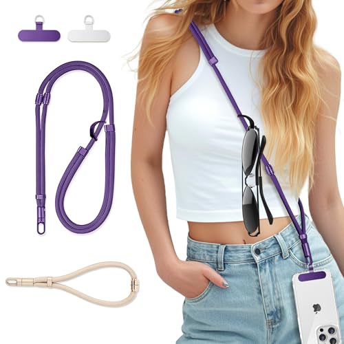 3-in-1 Crossbody Phone Lanyard & Wrist Strap - color: Purple