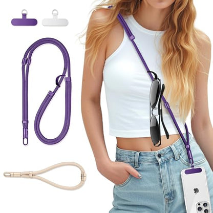 3-in-1 Crossbody Phone Lanyard & Wrist Strap - color: Purple