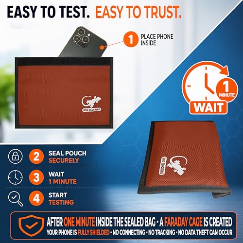 Faraday Bag Anti-Tracking GPS RFID Car Key Signal Blocker Wallet Shielding Pouch Protective Case for Cell Phone Car Key FOB, Data Privacy, Electronic Device Security (ORANGE - NYLON) - color: ORANGE - NYLON