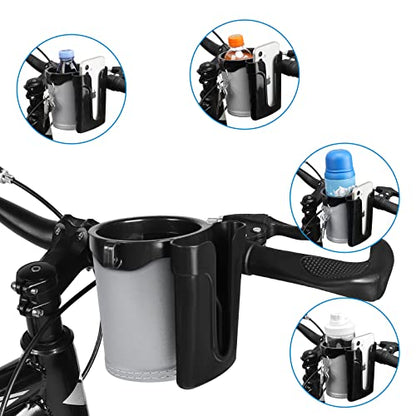 Accmor 3-in-1 Bike Cup Holder with Cell Phone Keys Holder, Bike Water Bottle Holders, Universal Bar Drink Cup Can Holder for Bicycles, Motorcycles, Scooters, Black Grey - color: Black Grey