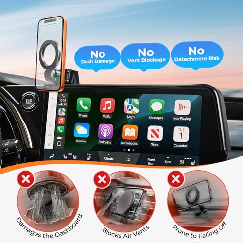 Car Phone Holder for Lexus RX RX350/RX350h/RX500h 2026 2025 2024 2023 (Only for 14-Inch Screen) 360° Rotation Magnetic Cell Phone Mount, Compatible with Magsafe, Does Not Affect Air Vent - size: Fit for 2023-2026 RX, 14-Inch