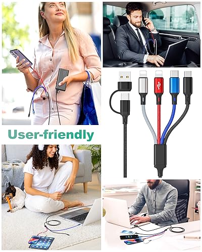 6 in 1 Multi Charging Cable (3Pack 6FT) USB A/C Universal Charger Cable