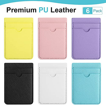 6 Pcs 6 Pcs Stick on Phone Card Holder Wallet, Solid, Elegant Color - color: Elegant Color