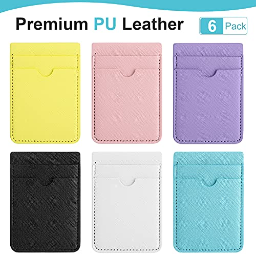 6 Pcs 6 Pcs Stick on Phone Card Holder Wallet, Solid, Elegant Color - color: Elegant Color