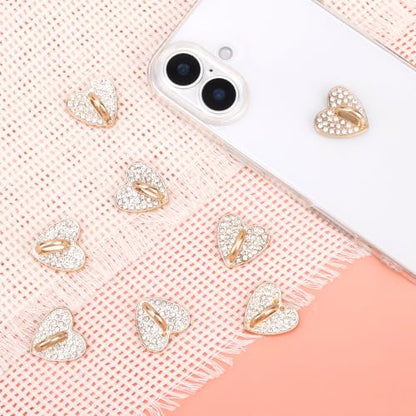 8pcs Rhinestone Heart Phone Charm Holder, 0.83inch Cell Phone Charm Hook - color: gold, size: 2.1cm