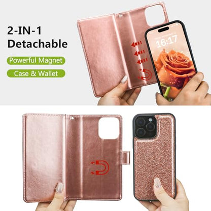 Varikke for iPhone 13 Pro Max Case Wallet Magnetic Detachable, Rose Gold - color: (Standard) Rose Gold, size: iPhone 13 Pro Max 6.7"