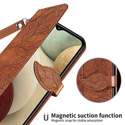 Wallet Case for Samsung Galaxy A13 5G 2021 with Card Holder/Slot,Leather Flip Folio Stand Shell Magnetic Closure Wrist Strap Kickstand Phone Case(Galaxy A13 5G 6.5 inch) Brown - color: Brown, size: Samsung Galaxy A13 5G