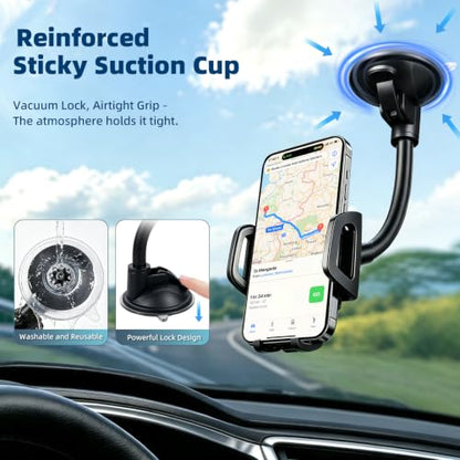 Vansky 3-in-1 Car Phone Holder: 3 Mountings - Fits Windshield Dash Vent