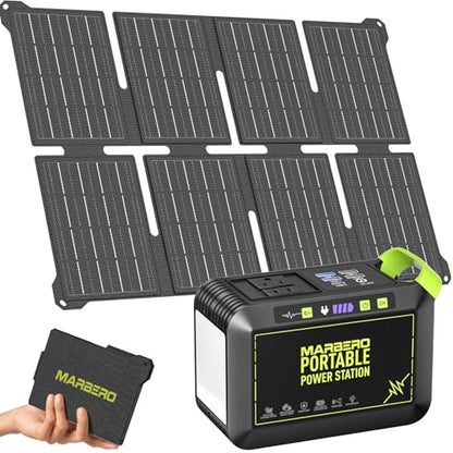 MARBERO Solar Powered Generator 88Wh, 120W Surge with 25W Solar Panel Kit - color: Green Gray