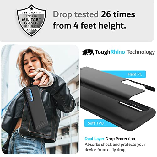 TUDIA DualShield Designed for Motorola Edge 5G UW/Moto Edge 2021 Case - Slim Heavy Duty Tough Dual Layer Protection - Matte Black - color: Matte Black