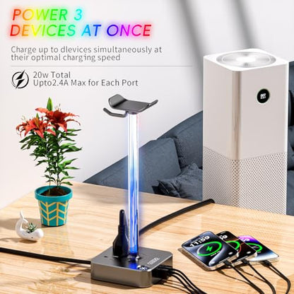 cozoo Headphone Stand with Charger, USB C, Gifts for Gamers Men, Gray Pro - color: Gray Pro