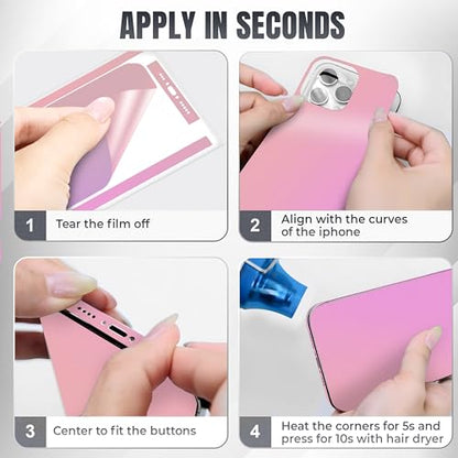 2Pcs Skin Wrap Compatible for iPhone 15 Pro – Slim Decal Vinyl Protective Film for Sides & Back – Sleek Fit, Premium Look – Compatible with All iPhone 15 Pro Cases - Iridescent Pink - color: Iridescent Pink
