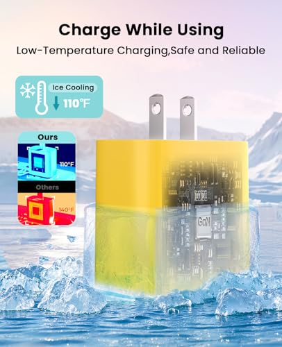 iPhone Charger Fast Charging, USB C Charger Block, 6FT/10FT Lightning Cable - color: yellow