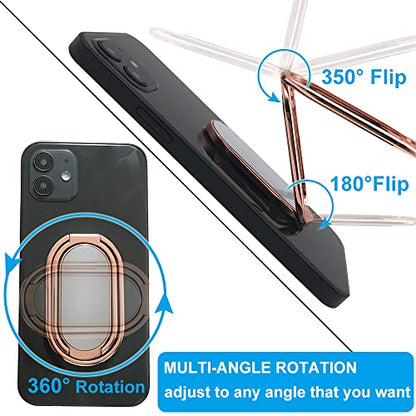 Phone Ring Holder Finger Kickstand, Foldable 360° Rotation Cellphone Grip for Desk, Office Desktop, Cell Phone Stand Compatible with iPhone iPad Smartphones Tablets (with Magnetic Car Mount) - color: Rose Gold