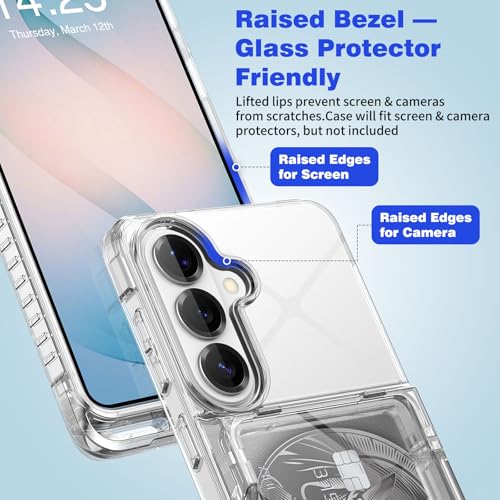 for Samsung S26 Wallet Case 4 Credit Card ID Holder Clear Flip Cover | for Galaxy S26 Kickstand ID Card Holder Slot for Men Women Shockproof Dual Layer TPU Hard Shell Protective Tough Bumper - size: for Galaxy S26, 6.3“