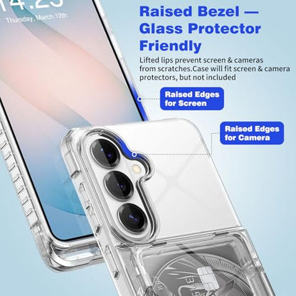 for Samsung S26 Wallet Case 4 Credit Card ID Holder Clear Flip Cover | for Galaxy S26 Kickstand ID Card Holder Slot for Men Women Shockproof Dual Layer TPU Hard Shell Protective Tough Bumper - size: for Galaxy S26, 6.3“