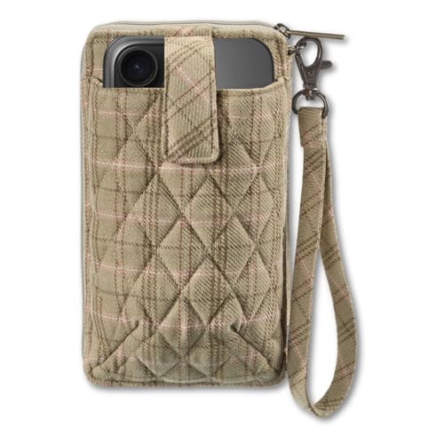 Bella Taylor Cell Phone Wristlet, Quilted Phone Wallet for Women | Lightweight, RFID blocking, phone pocket, built-in wallet, card organizer, coin pocket, secure zipper, quality construction - color: Willow Plaid