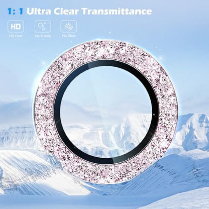 imluckies Glitter Camera Lens Protector for Sansung Galaxy S24 & S23 & S23+ Plus, Bling HD Tempered Glass Aluminum Alloy Ring, Back Screen Camera Cover Film [NOT for S24+] 5G 2024, Purple Diamond - color: Bling Purple