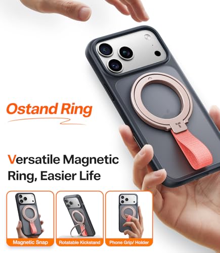TORRAS (Gen6.0) Magnetic Phone Grip Ring Holder Kickstand, Rose Gold - color: Rose Gold w/ Braided Nylon Strap