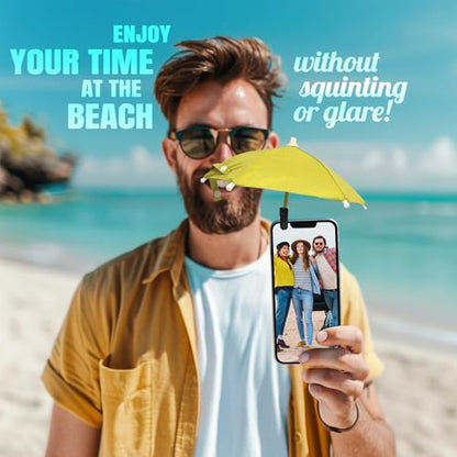 Phone Umbrella for Sun, Clip-On Phone Sun Shade, Universal Fit - color: Yellow
