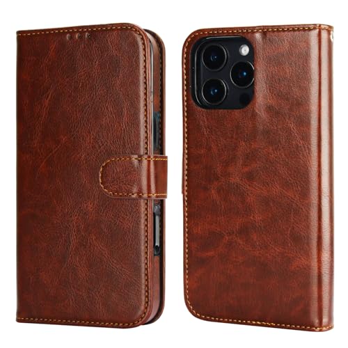 Bocasal Detachable Wallet Case Card Holder for iPhone 16 Pro Max Brown | RFID Blocking Kickstand Card Slots Holder PU Leather Magnetic Shockproof Wrist Strap Removable Flip Protective Cover 6.9 inch - color: Brown