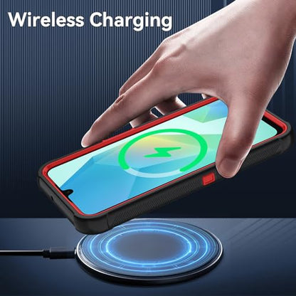 for Samsung Galaxy A16 5G Case : 3-Layer Shockproof Phone Cover with HD Screen Protector,Hybrid Protective Military-Grade Drop Protection for Galaxy A16 5G Phone Case (Black/Red) - color: Black/Red