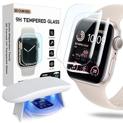 for Apple Watch Screen Protector 40mm SE Series 6/5/4, Tempered Glass 𝐇𝐢𝐝𝐞 𝐒𝐜𝐫𝐚𝐭𝐜𝐡𝐞𝐬 Full Coverage Bubble Free HD Film for iWatch 40mm Accessories - 2 Pack - size: 40mm