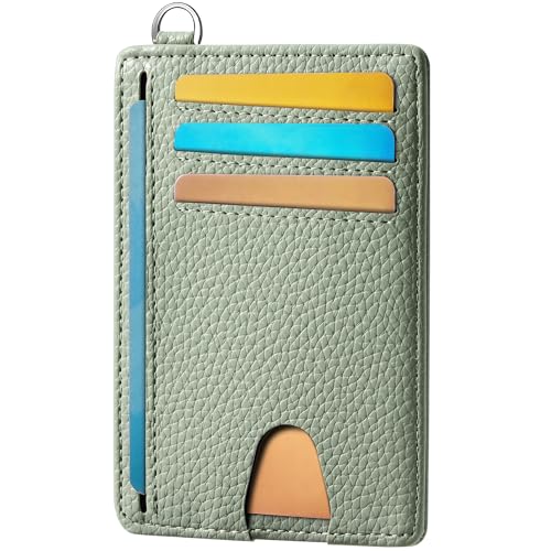 Mayski Slim Wallet, Credit Card Holder for Women, Minimalist Front Pocket RFID Blocking Card Cases, Small Wallet Women Men(Litchi Green) - color: Litchi Green